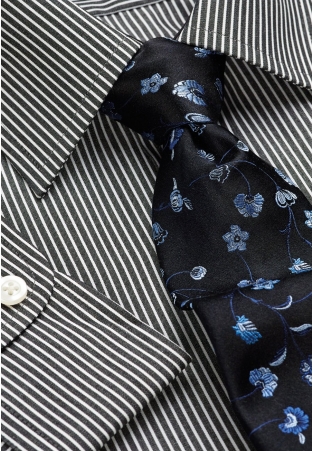 Regular Fit Black And White Stripe Single Cuff Shirt