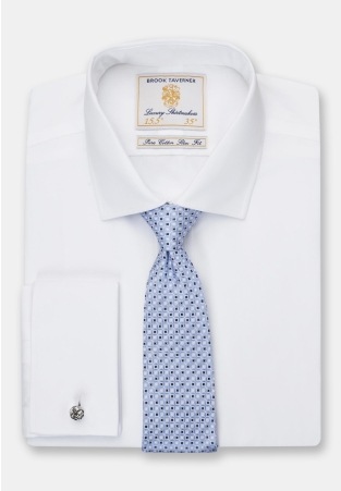 Regular Fit French Cuff White Poplin Cotton Shirt