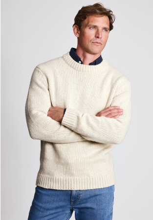 Rooth Ecru Chunky Lambswool Crew Neck Sweater