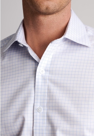 Tailored Fit Sky Blue Window Pane Check Cotton Shirt