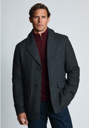 Winsford Charcoal Funnel Neck Textured Wool Blend Jacket