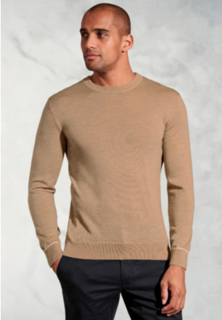 Arnold Camel Merino Wool Crew Neck Sweater