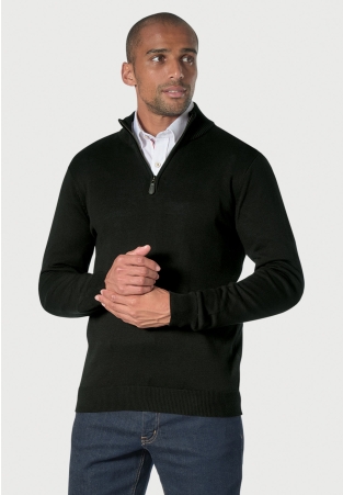 Dallas Black Zip Neck Sweater