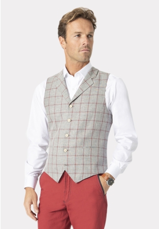 Tailored Fit Kingston Stone Check Vest