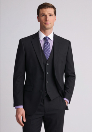 Tailored Fit Aldwych Black Washable Suit - Vest Optional