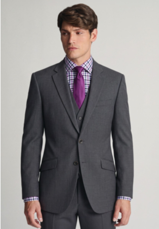 Tailored Fit Aldwych Mid Gray Washable Suit - Vest Optional