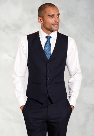Tailored Fit Wells Navy Wool Blend Vest