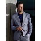 Tailored Fit Blue Puppytooth Cotton Linen Suit - Vest Optional