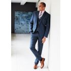 Tailored Fit Clifford Navy Donegal Wool Suit - Vest Optional