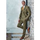 Regular Fit Dalton Olive Check Wool Suit - Vest Optional