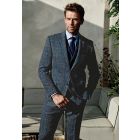 Tailored Fit Inverness Navy Check Harris Tweed&reg; Three Piece Suit - Vest Optional