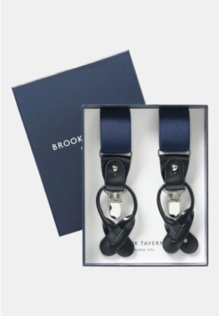 Leather Navy Suspenders