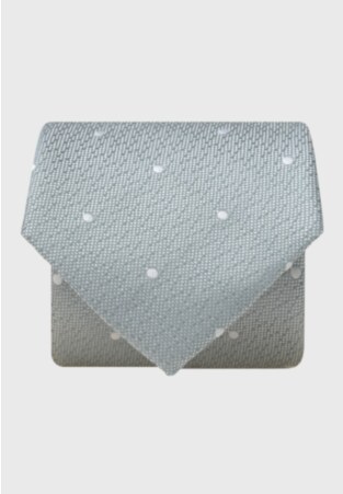 Mint Polka Dot Textured Pure Silk Tie