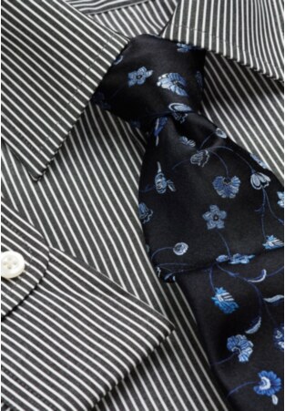 Regular Fit Black And White Stripe Single Cuff Shirt