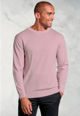 Arnold Dusky Pink Merino Wool Crew Neck Sweater