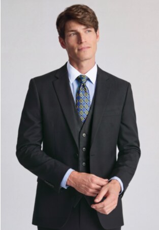 Tailored Fit Aldwych Charcoal Washable Suit - Vest Optional