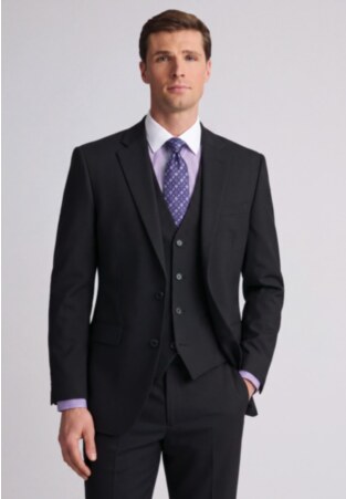 Tailored Fit Aldwych Black Washable Suit - Vest Optional