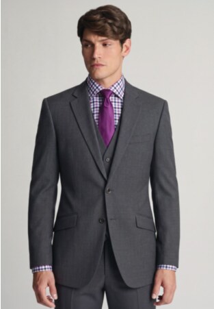 Tailored Fit Aldwych Mid Gray Washable Suit - Vest Optional