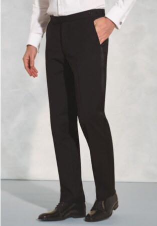 Tailored Fit Sapphire Black Wool Blend Tuxedo Pants