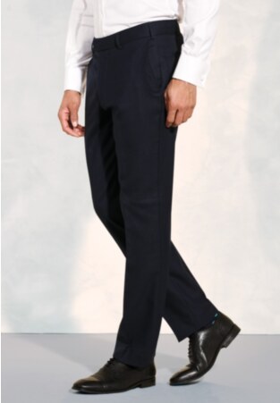 Tailored Fit Wells Navy Wool Blend Suit Pants