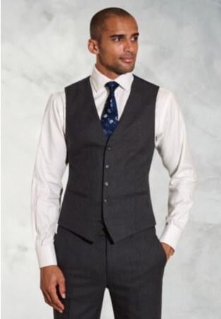 Tailored Fit Wells Charcoal Wool Blend Vest