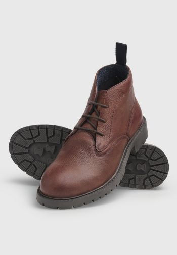 Brown Leather Water Resistant Rugged Boot