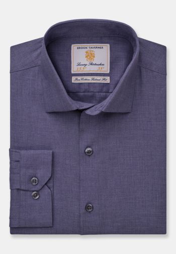Plain Blue Melange Classic Fit Shirt