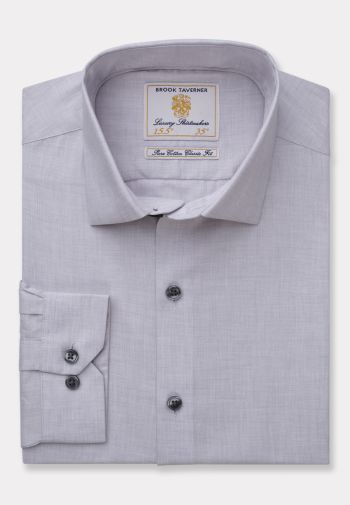 Plain Grey Melange Classic Fit Shirt