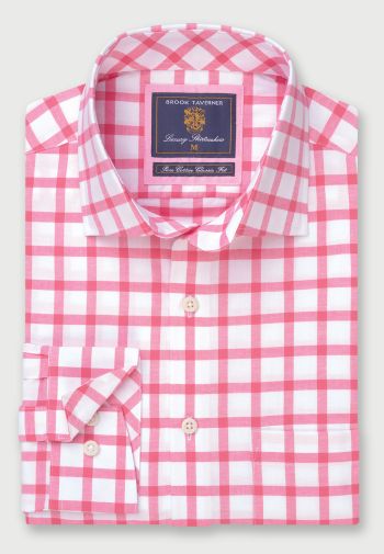 Rose Check 'Peached Finish' Cotton Oxford Shirt
