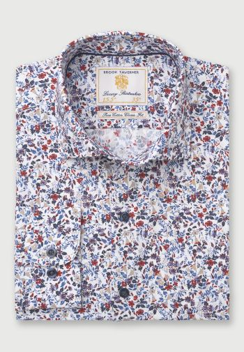 Multicolored Floral Print Cotton Poplin Shirt