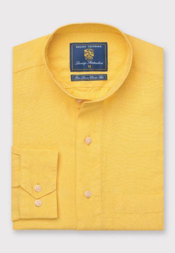 Tailored Fit Lemon Grandad Collar Popover Shirt