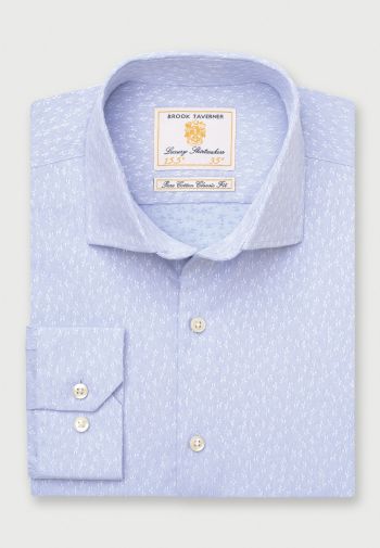 Regular and Tailored Fit Sky Blue Floral Cotton Shirt