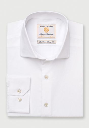 Regular and Tailored Fit White Floral Cotton Shirt