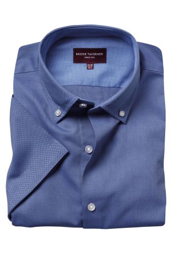 Tailored Fit Calgary Blue Oxford Short Sleeve Shirt