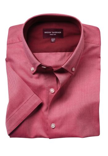 Tailored Fit Calgary Red Oxford Short Sleeve Shirt