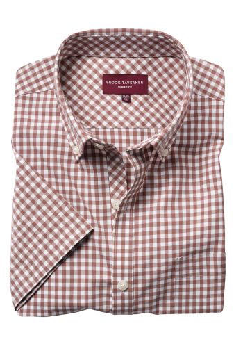 Tailored Fit Portland Brown Gingham Short Sleeve Shirt