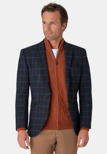 Tailored Fit Aird Blue Check Harris Tweed&reg; Jacket - Vest Optional
