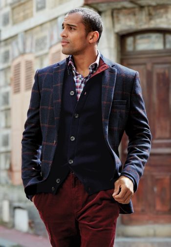 Tailored Fit Airedale Navy Check Wool Sports Coat