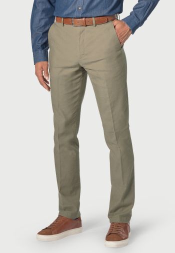 Tailored Fit Amiss Khaki Stretch Linen Cotton Pants