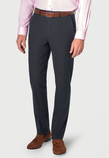 Tailored Fit Amiss Navy Linen Cotton Stretch Pants