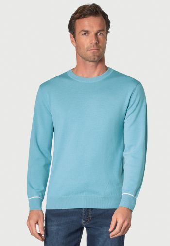 Arnold Aqua Merino Wool Crew Neck Sweater