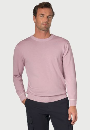 Arnold Dusky Pink Merino Wool Crew Neck Sweater