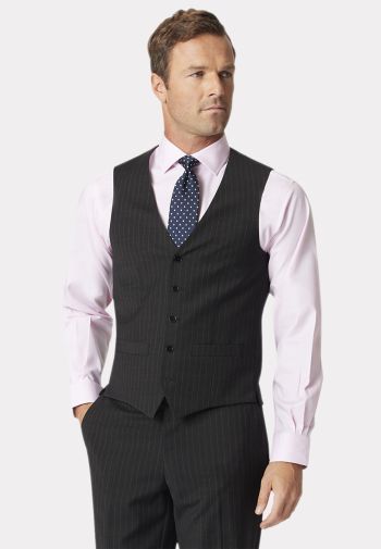 Tailored Fit Avalino Charcoal Stripe Vest