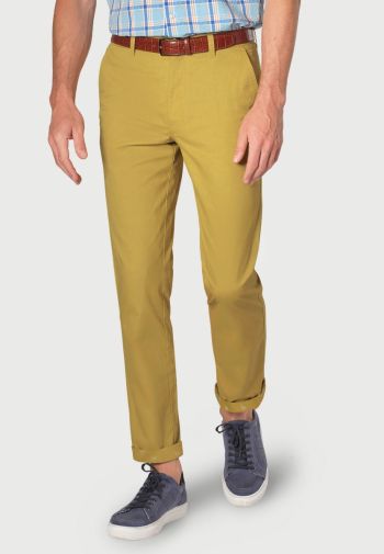 Barrington Corn Garment Washed Classic and Tailored Fit Chinos