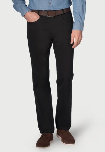 Tailored Fit Brunswick Black Cotton Stretch Chino Jeans