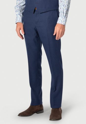 Tailored Fit Calder Blue Puppytooth Check Wool Rich Suit Pants