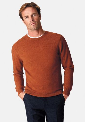 Burnt Orange Cashmere Crew Neck Sweater