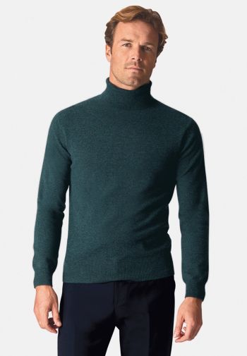 Petrol Cashmere Roll Neck Sweater