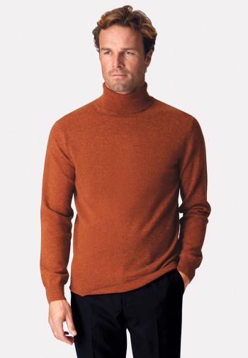 Burnt Orange Cashmere Roll Neck Sweater