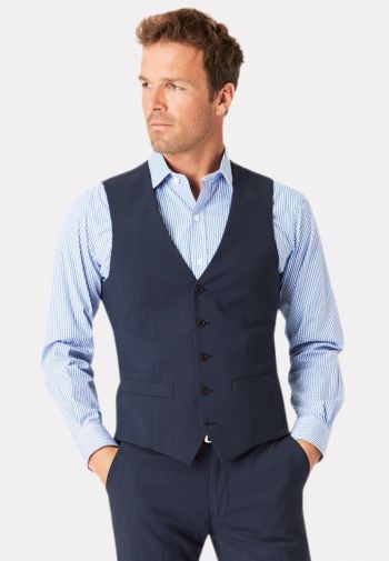 Tailored Fit Cassino Navy Check Washable Vest